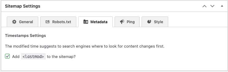 SEO Framework Sitemap Metadata Settings